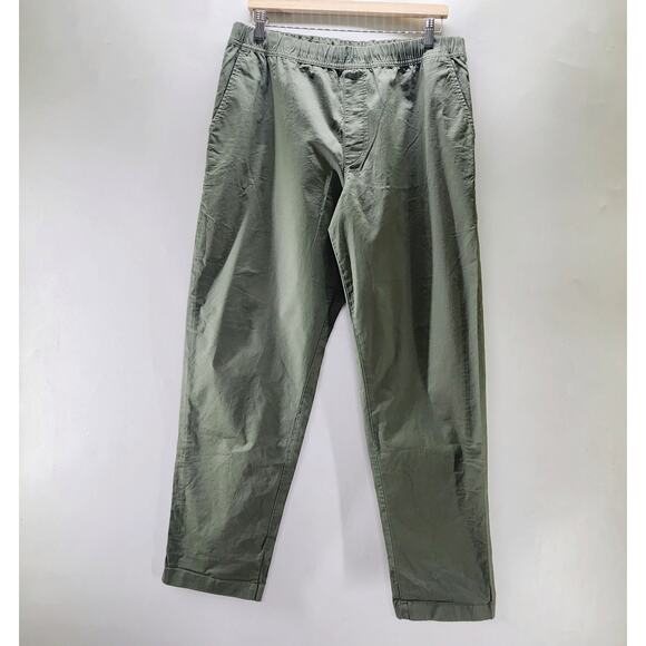 Uniqlo Cotton Pull On Relaxed Ankle Pants Tapered Leg Mens Large Green - Picture 2 of 12